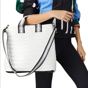 THINK ROYLN WHITE PATENT EDITOR BAG